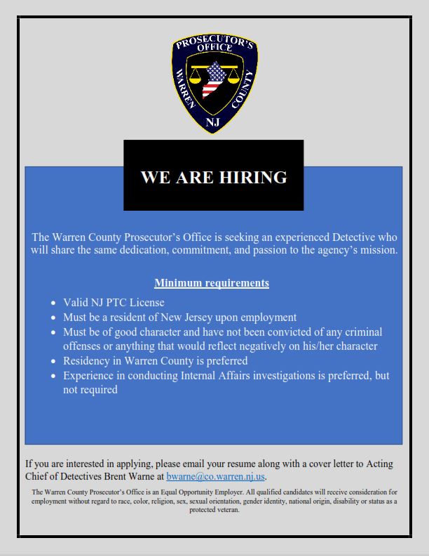 WE ARE HIRING DETECTIVES